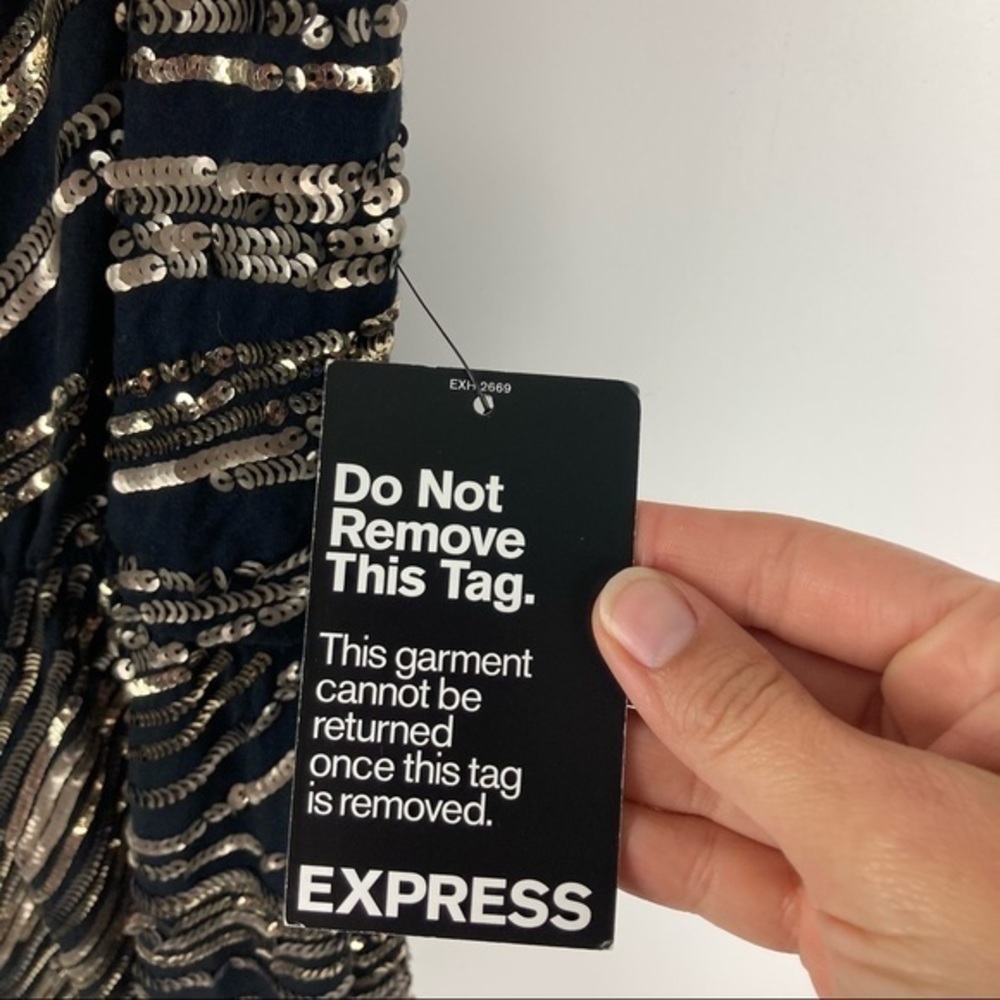 NWT Express Black & Gold Sequin Gatsby Dress Sz S - Picture 2 of 7